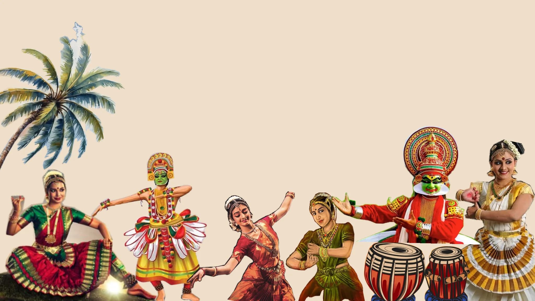 Classical South Indian dance figures — a nod to the tradition behind our recipes